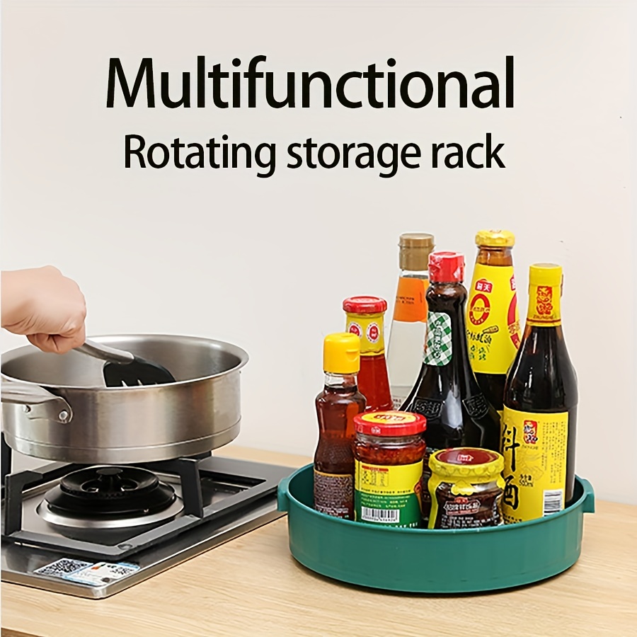 Rotating Kitchen Storage Rack for Tableware and Seasoning Bottles