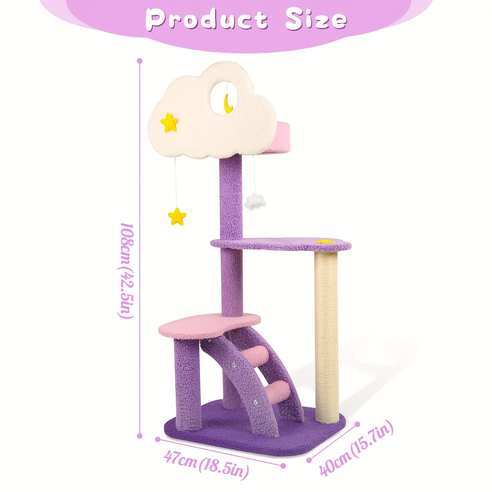 Cat Tree Cat Tower Cat Scratching Post Cat Climbing Tower For Indoor Cats Purple Pink Cat Activity Trees Jumping Platform details 2