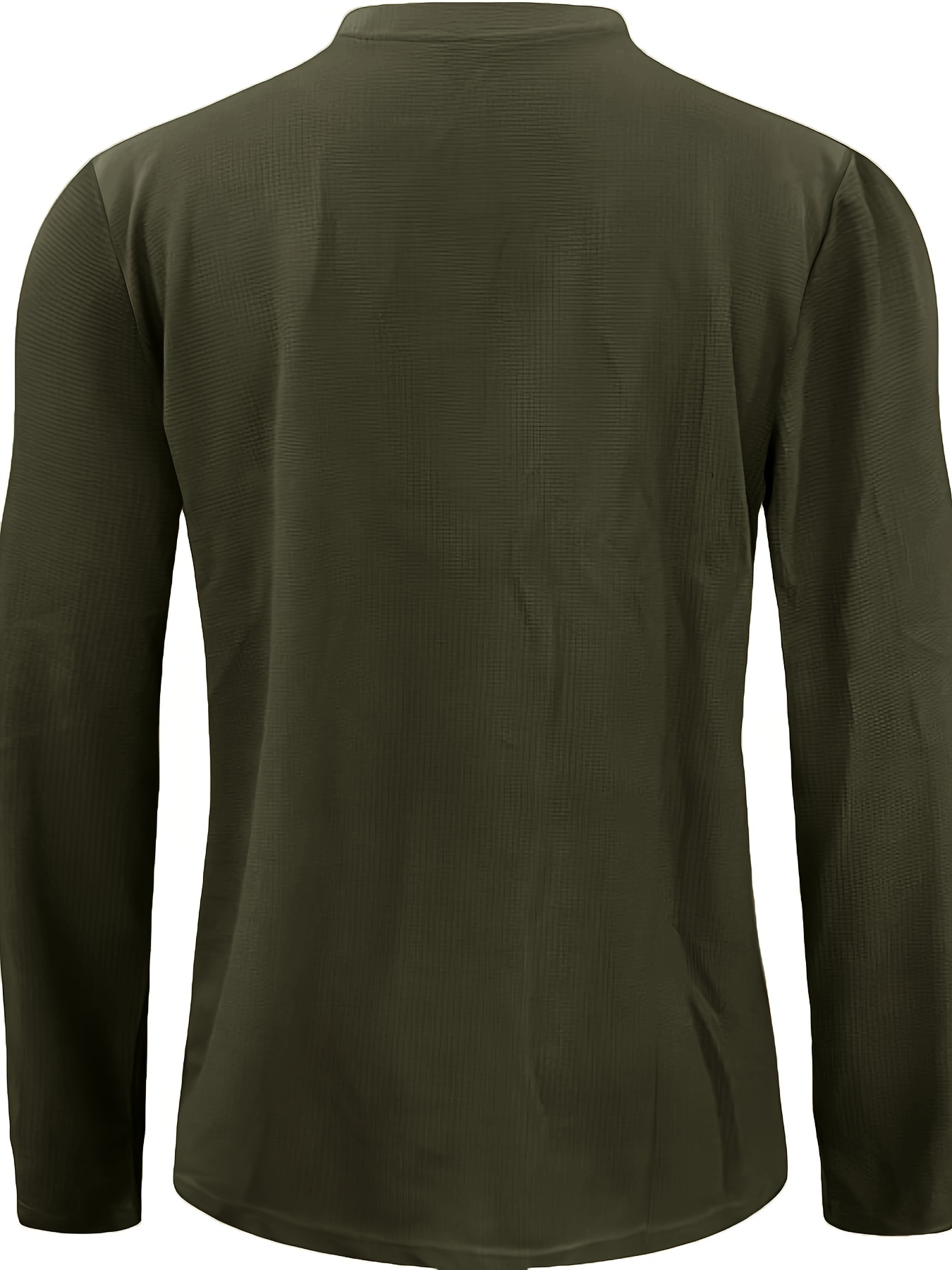 Army Green Waffle Henley Shirt for Men