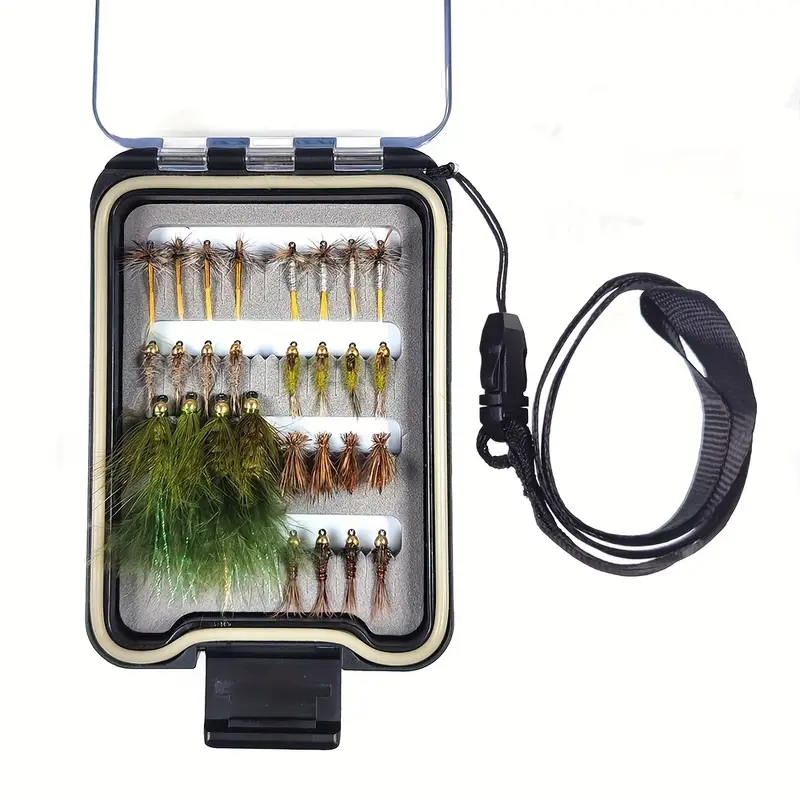 28pcs Fly Fishing * Kit, Dry/Wet * Streamer, Nymph, Emerger With Waterproof  Storage Box For Trout Fishing