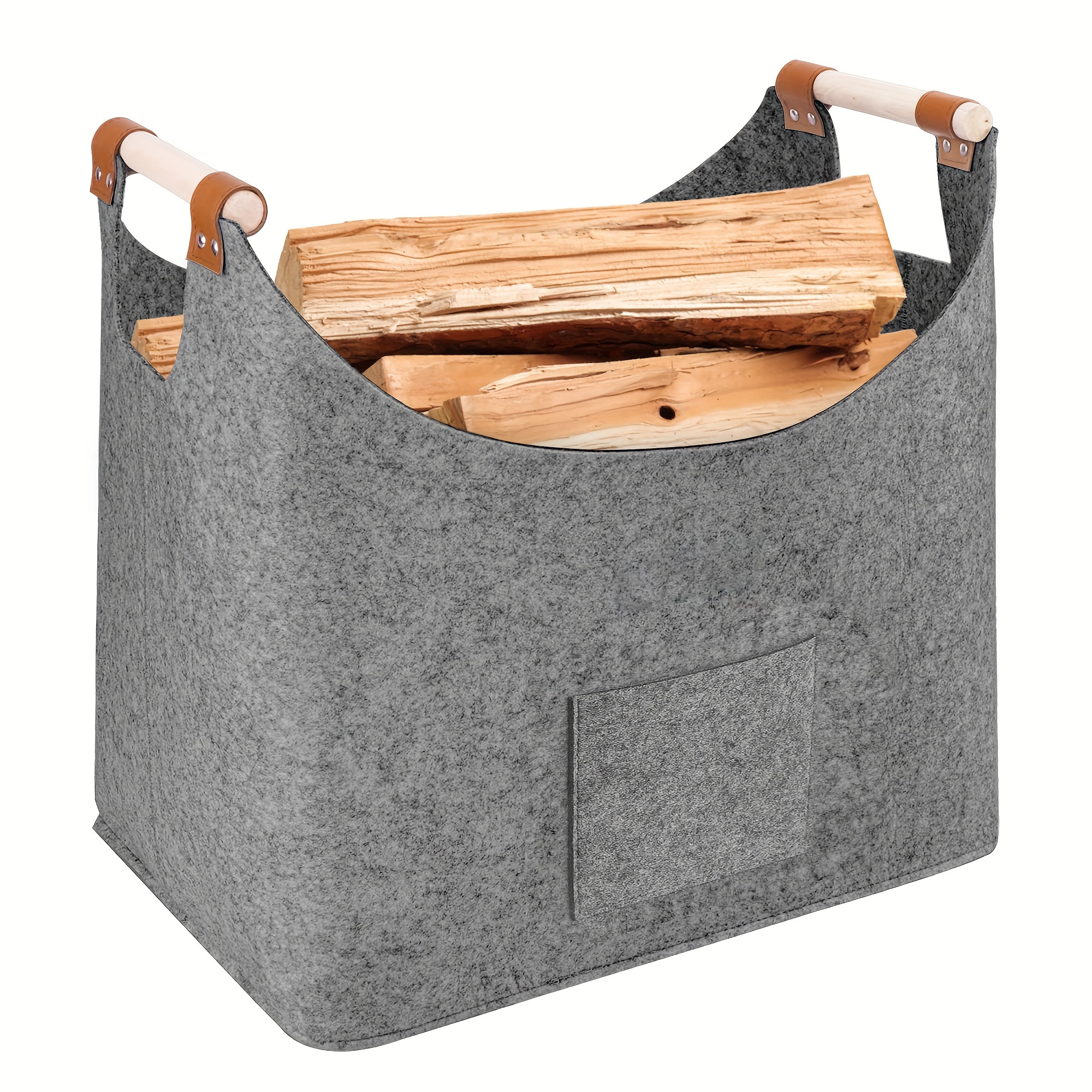 Felt Bag, Firewood Basket, Extra Thick Felt & Reinforced Handles