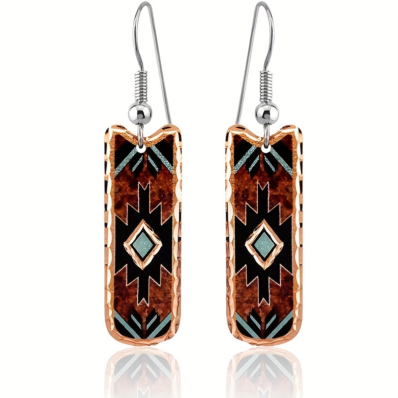 vintage bohemian western style pattern drop dangle earrings jewelry gift 1