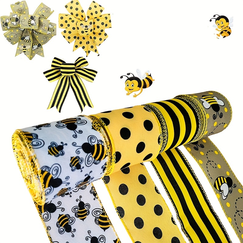 Bumble Bee Ribbon, Bee Grosgrain Printed Ribbon, Mommy To Be Baby Shower,  Bee Bumble Bee Baby Shower || 3 Yards of Ribbon - 1 (25mm)
