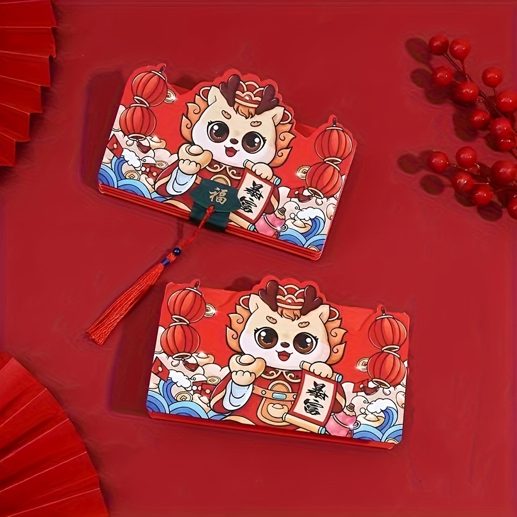 1pc 2024 Chinese New Year Folding Red Envelopes, 6/10 Card Slots Year Of  The Dragon Folding Red Packet, Chinese Lucky Money Packets Gift For New Year