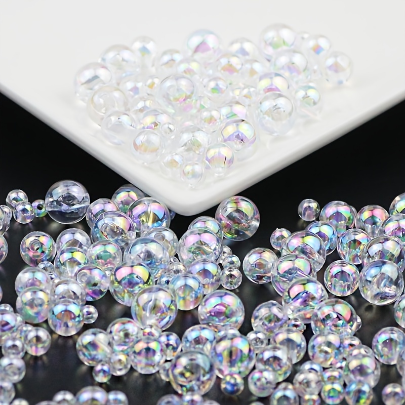 50-300pcs transparent white round ball shape acrylic beads For Jewelry  Making Accessories DIY Bracelet necklace