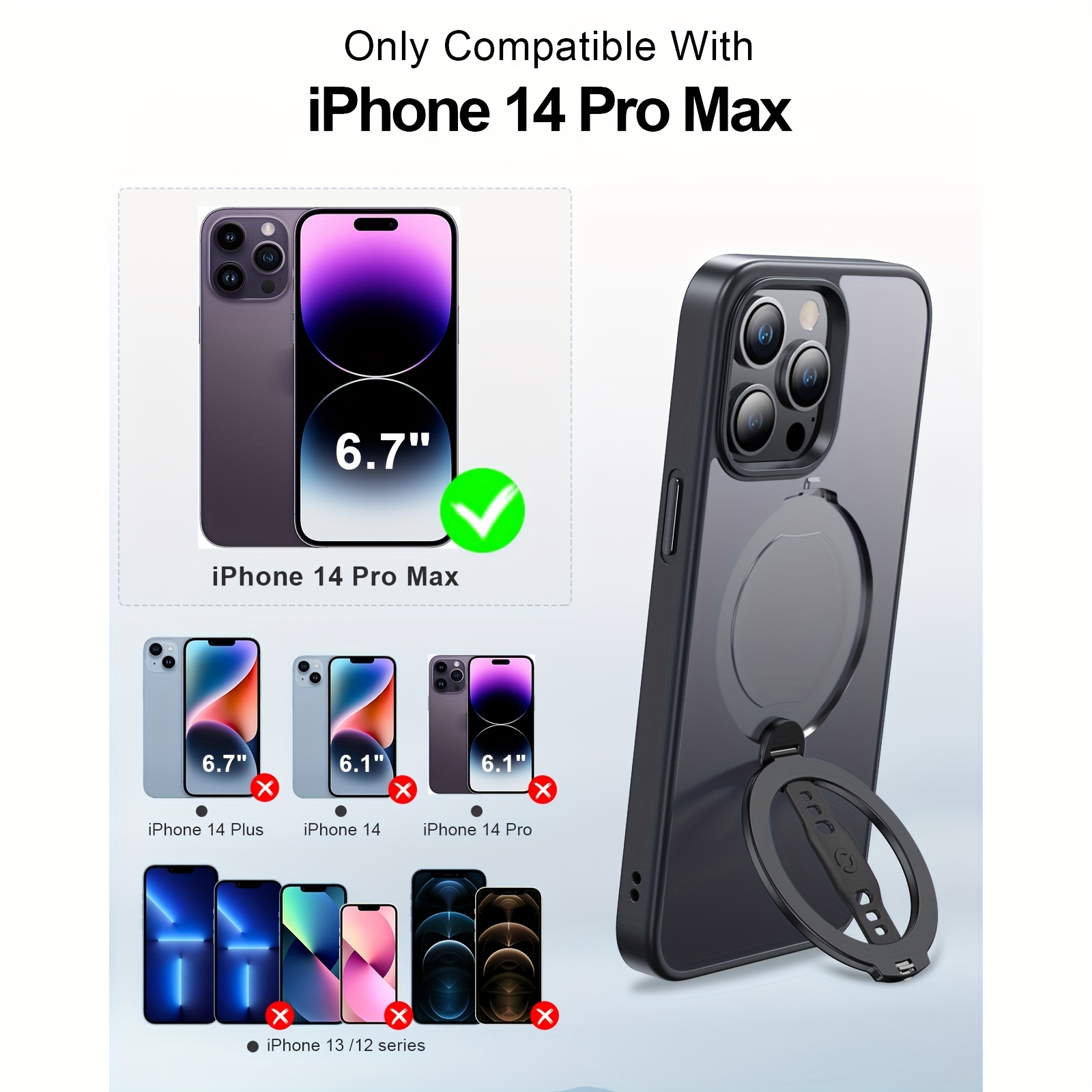 Compatible con iPhone 14 Pro de 6.1 pulgadas con funda de cámara, funda  protectora de policarbonato