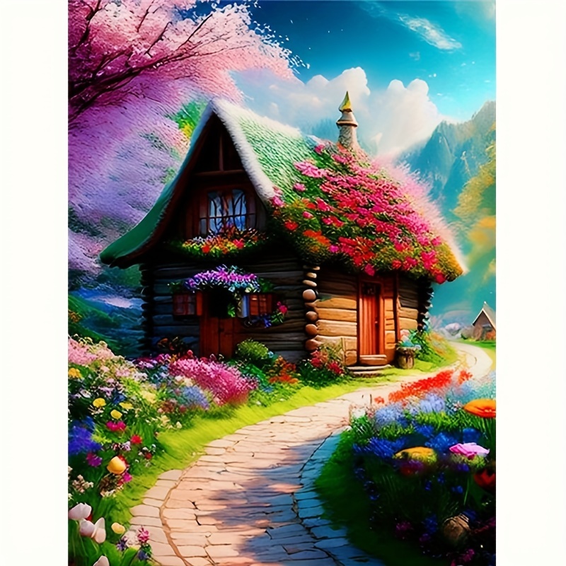 Puzzle Diamant Peinture Cottage dans le jardin 30x40cm, 1 - 39 pieces