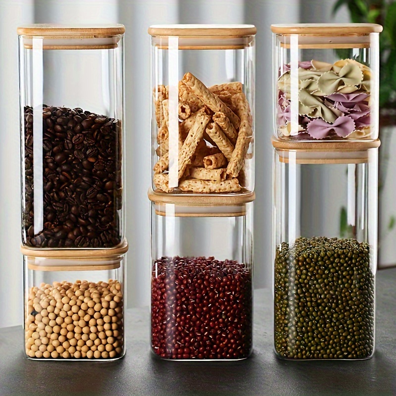 Window Grille Square Glass Storage Jar Candy Jars With Lids - Temu