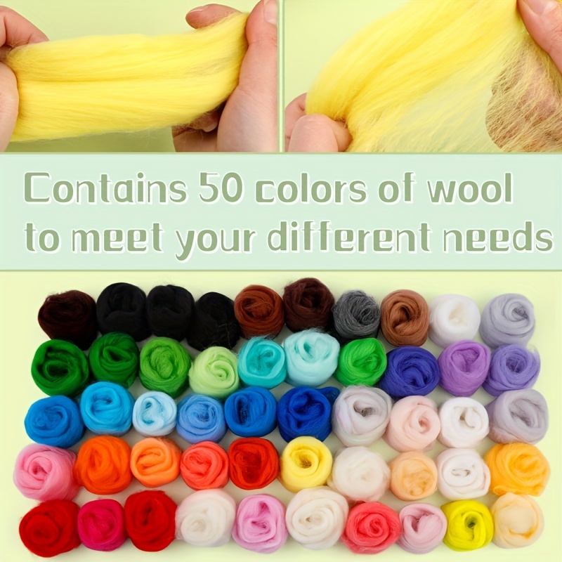 Needle Felting Starter Kit Wool Felt Tool ,Multi color Roving Wool for DIY  Craft