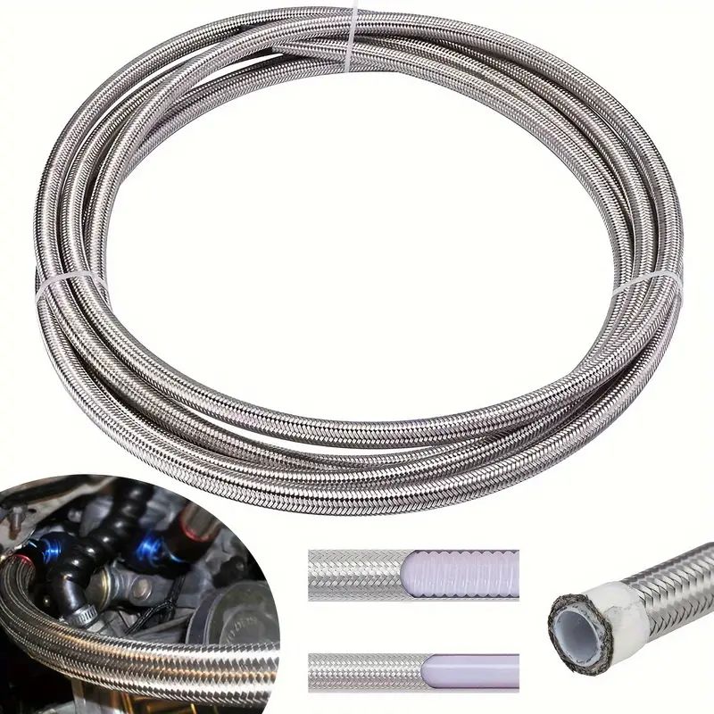 Line Hose An6 Stainless Steel Braided Fuel Hose - Temu