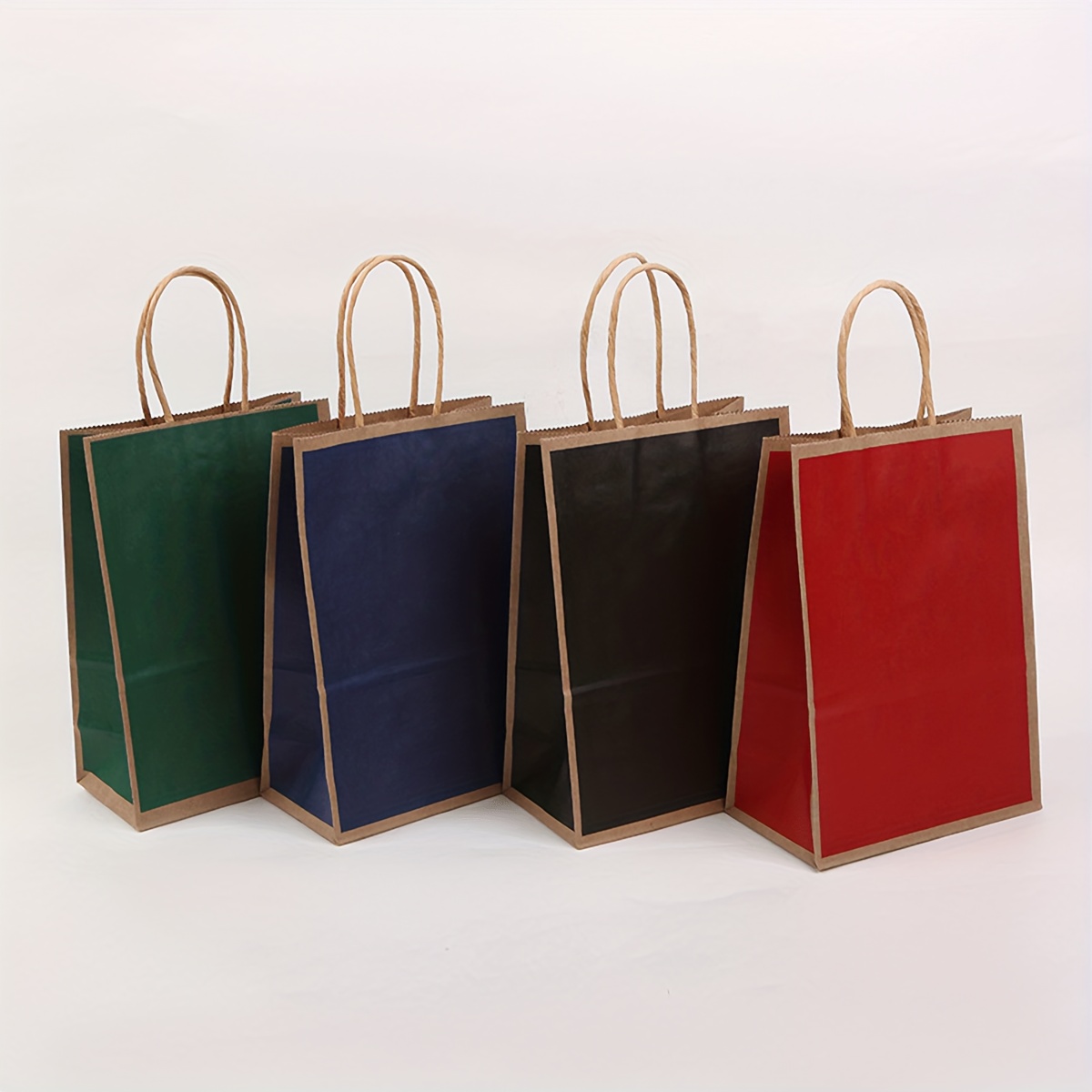 10pcs Color Border Kraft Paper Bags With Handles Gift Bags Small