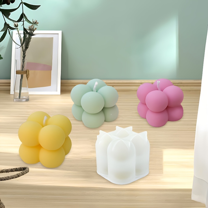 1pc Silicone Candle Mold 3D Cube Shape Moulds Resin Plaster Crafts Soap  Candle M