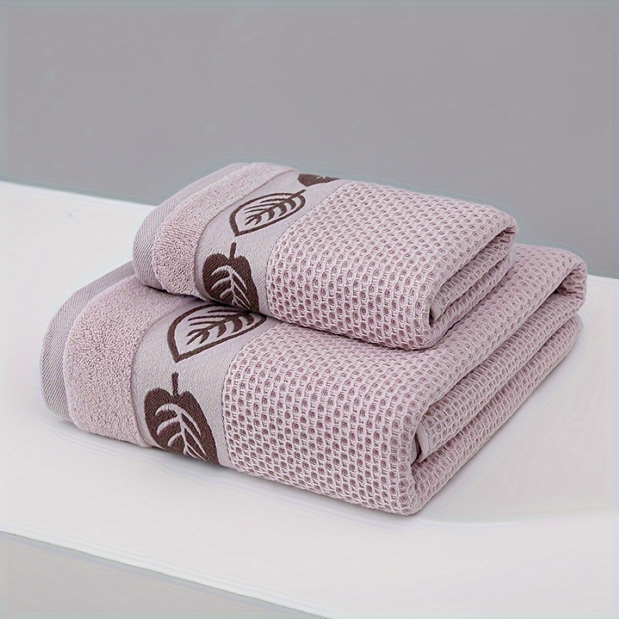 Leaf Pattern Towel Set Soft Hand Towel Bath Towel Household - Temu