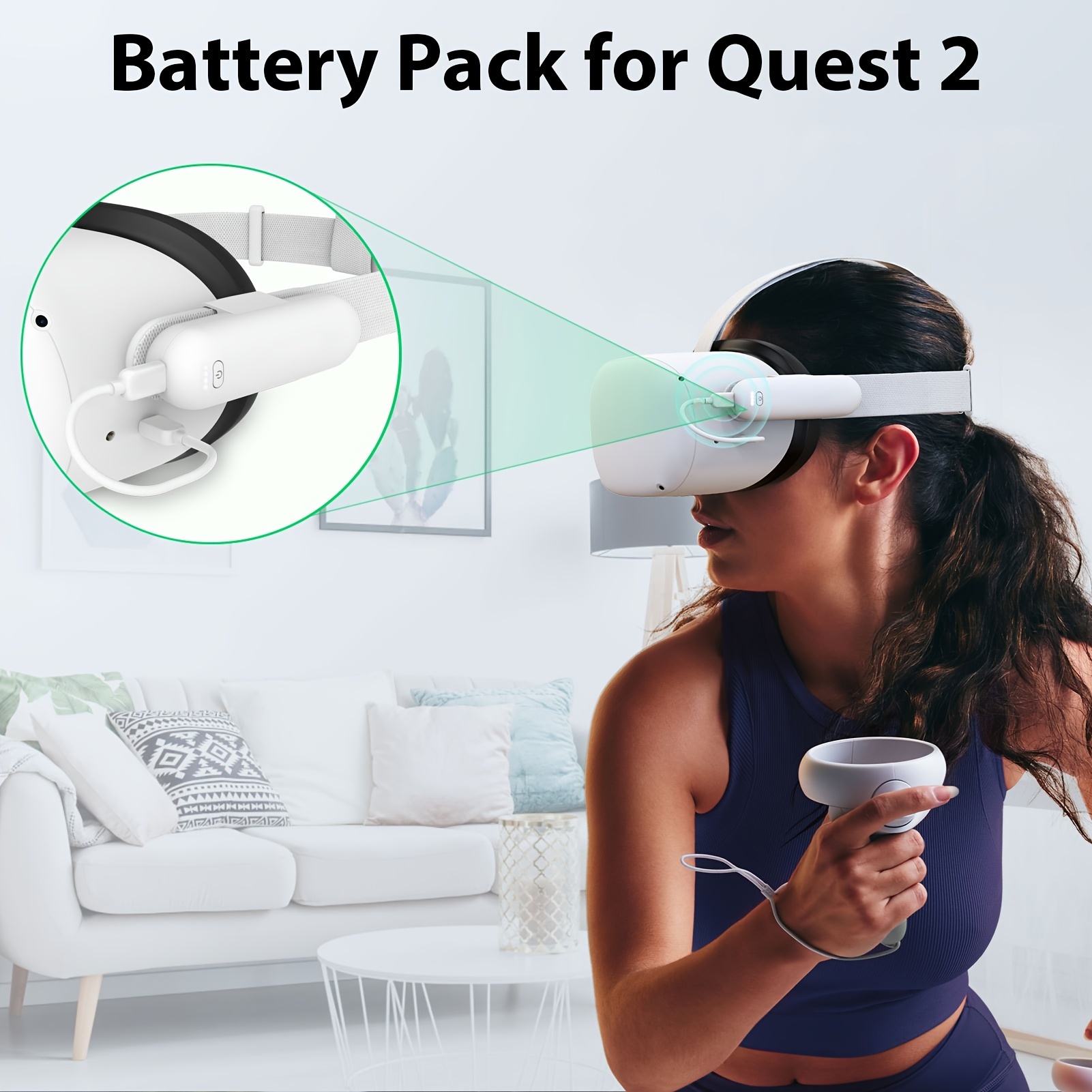 Batería portátil para auriculares Oculus Quest 1/2, cargador de 6000mAh de  capacidad, Banco de energía VR Compatible con Meta Quest Pro