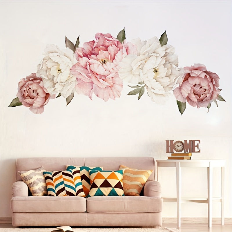 

1pc Creative Wall Sticker, Chinese Style Peony Flower Pattern Self-adhesive Wall Stickers, Bedroom Entryway Living Room Porch Home Decoration Wall Stickers, Removable Stickers, Wall Decor Decals