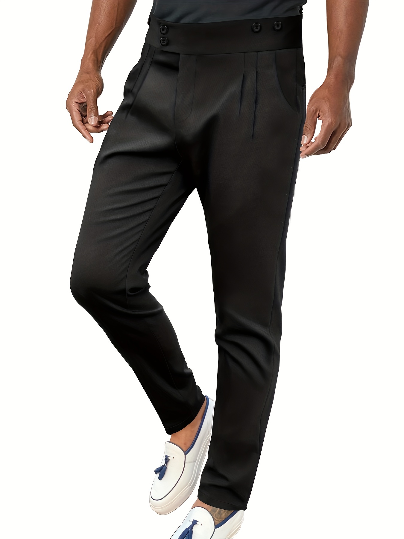 Black Slim Fit Plaid Pants for Men by GentWith | Worldwide Shipping