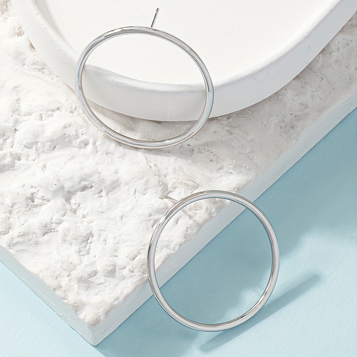 Stylish Simple Geometric Metal Stud Earrings, A Pair of, and Versatile