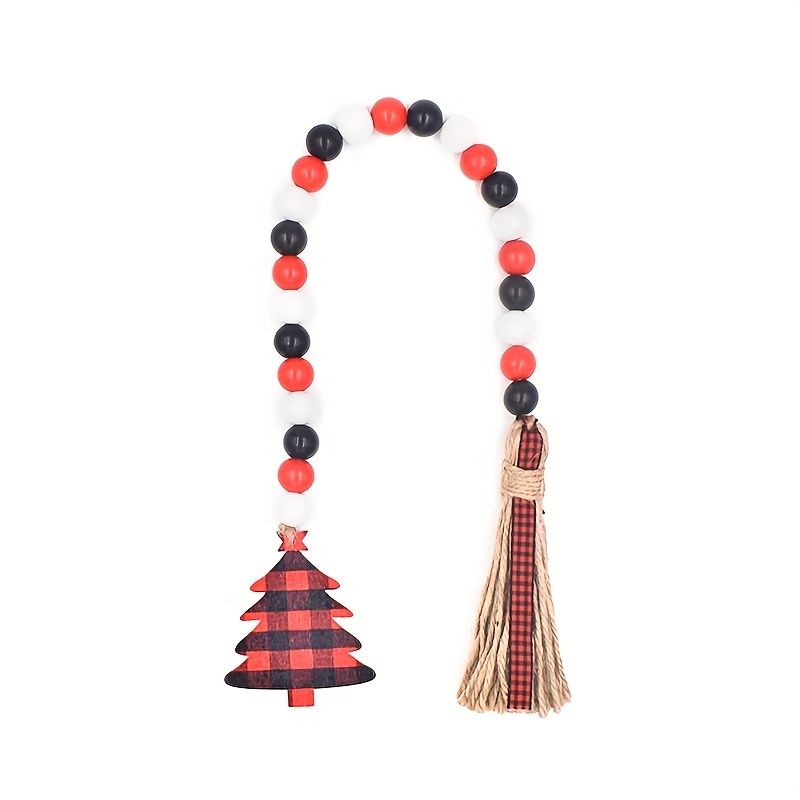 Christmas Colorful Wooden Beads Hemp Rope Tassel Colorful - Temu