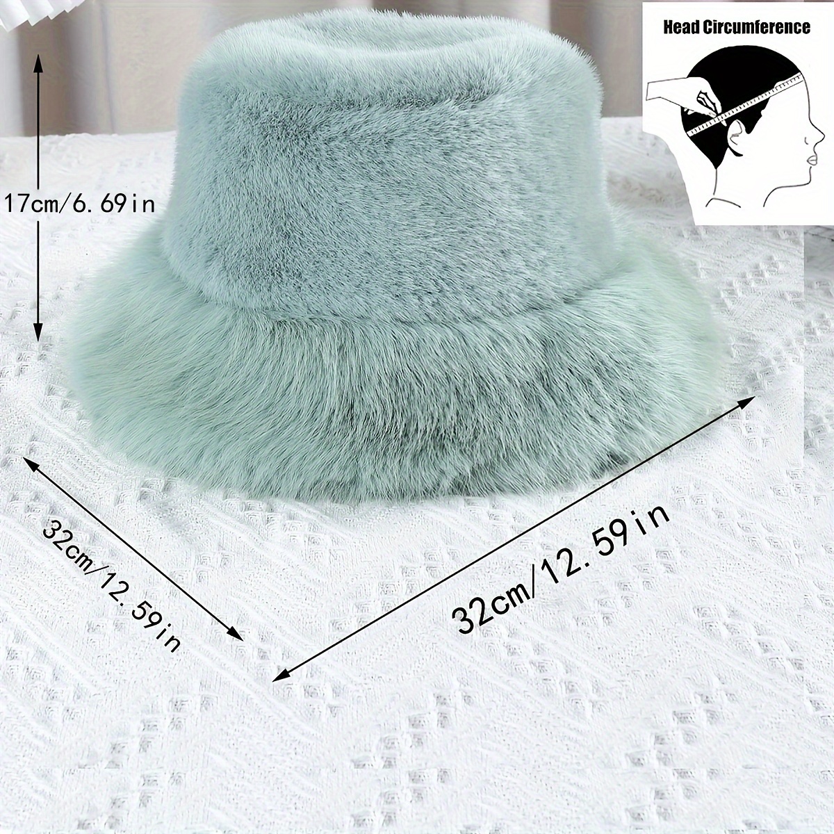 Elegant Faux Fur Bucket Hat Solid Color Breathable Basin - Temu