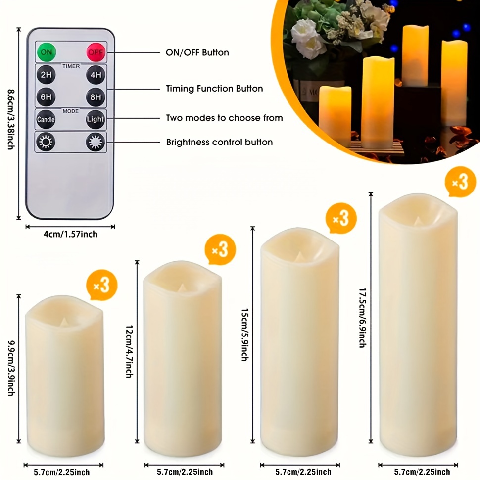 Flameless Candles Remote 2/4/6/8h Timers Outdoor Temu