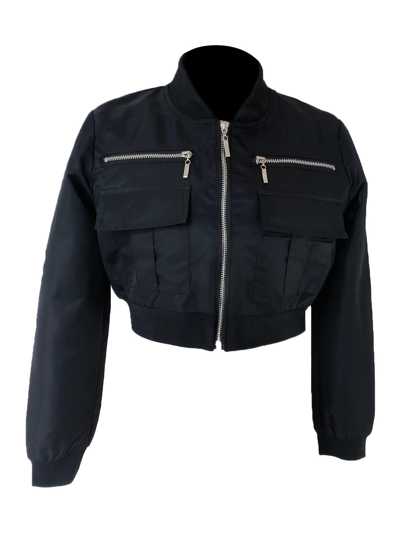 Buy online Black Solid Long Sleeves Summer Crop Jacket from