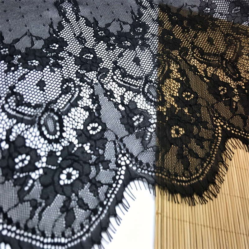 3 Meters Black Scalloped Chantilly Lace Fabrics Diy Lingerie - Temu