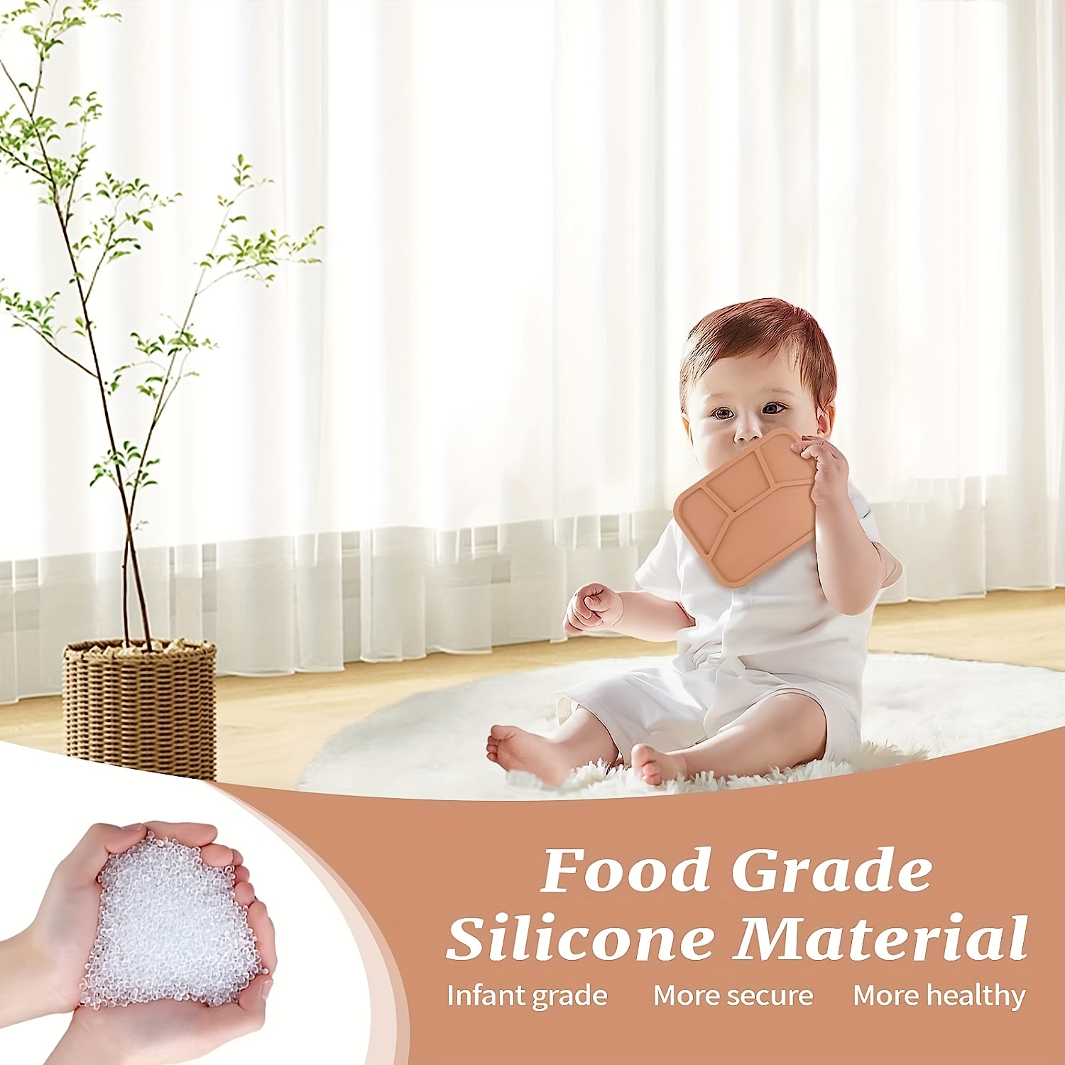 Silicone Lunch Box w/ 4 Compartments Microwaveable Leakproof Bento Box