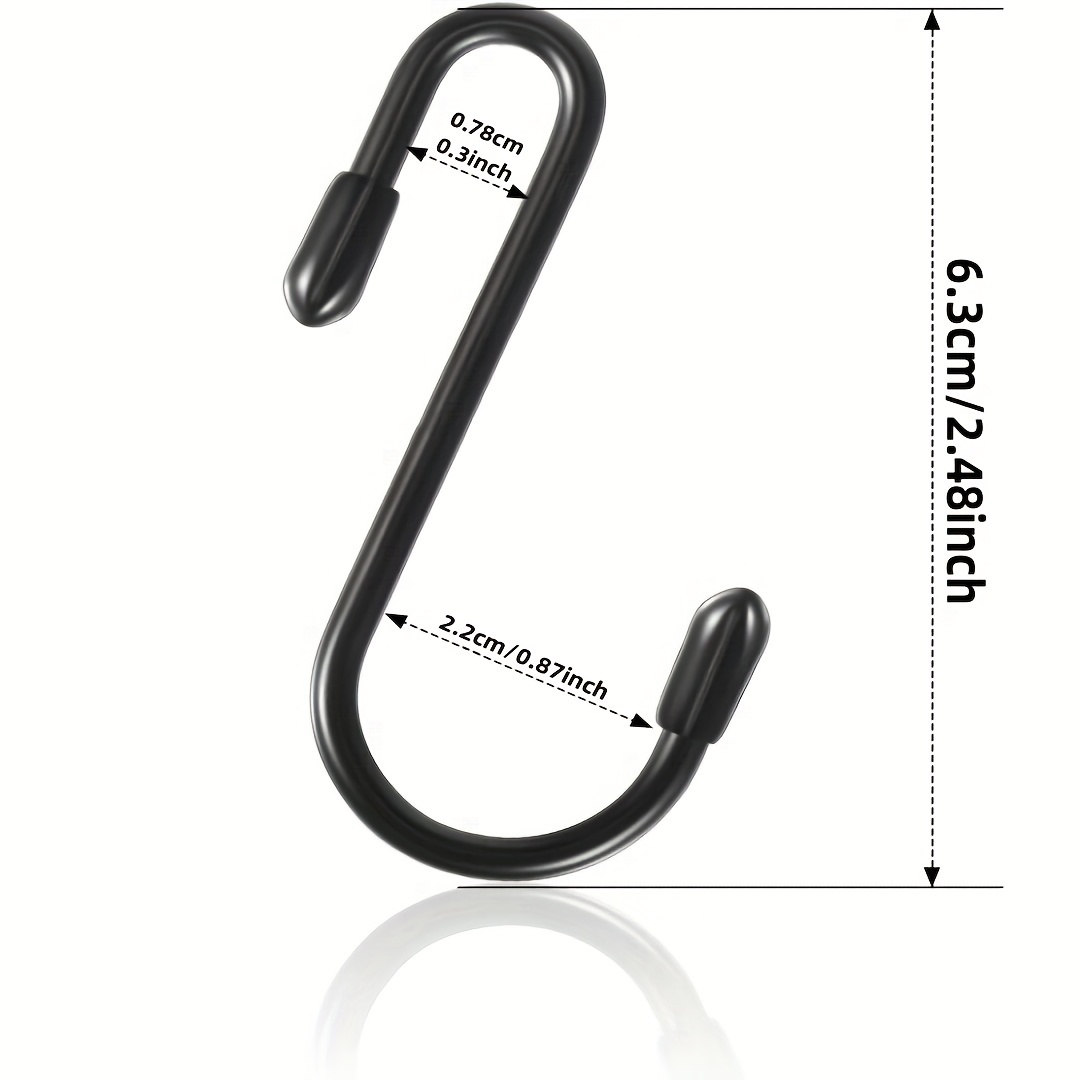 5/10pcs Black Metal S-shaped Hook, Stainless Steel Small S Hook, Vinyl  Coated Hook, Household Multifunctional S-shaped Hook, For Hanging Jeans,  Coats
