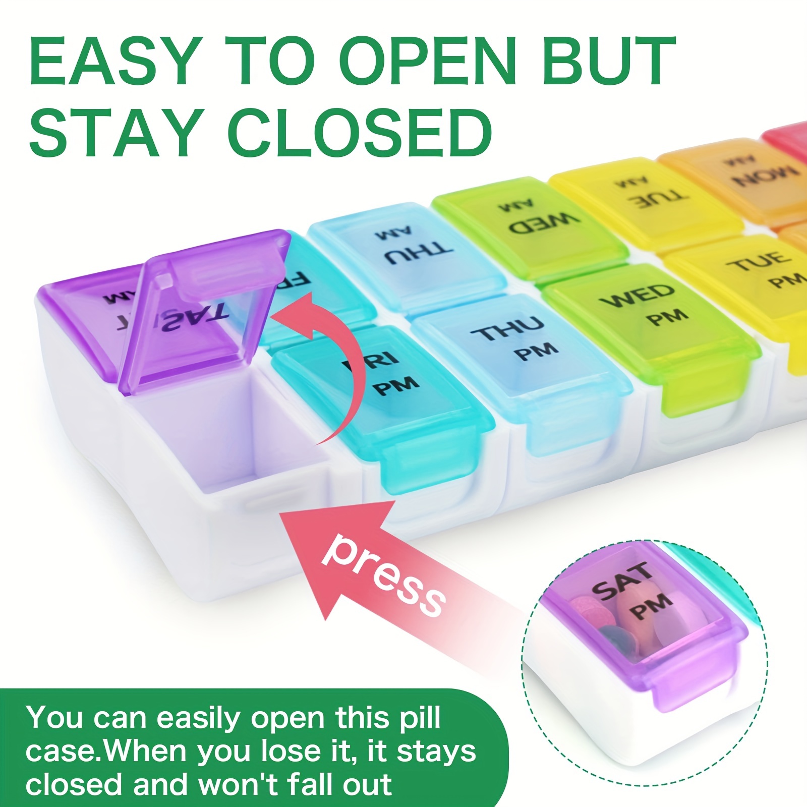 4 PC Pill Case 3 Removable Compartments Pill Box BPA-Free ,Day Pill Organizer/3 Times A Day/AM-PM Travel Pill Organizer for Pocket or Purse Storage