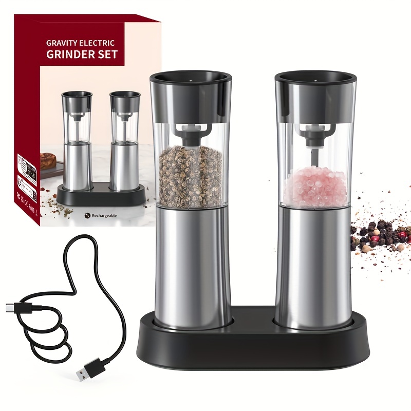 Electric Salt and Pepper Grinder Set Mill Shakers USB Rechargeable  Adjustable