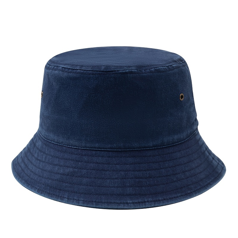 Simple Unisex Denim Bucket Hat Solid Color Washed Distressed - Temu