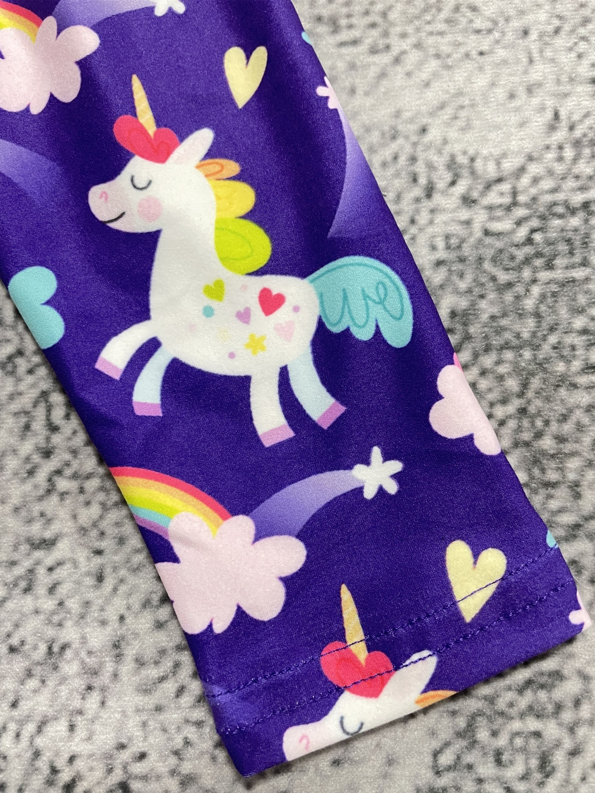 Leggings with brushed inside - Navy blue/Unicorns - Kids