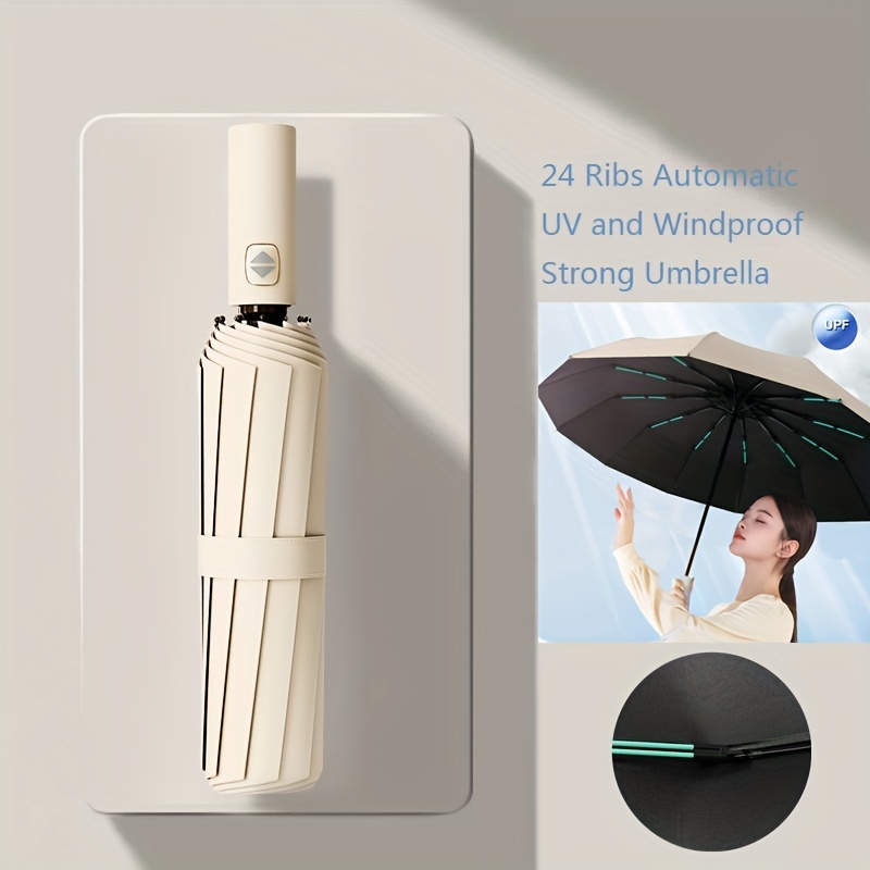 

Upmarket 24 Ribs Automatic Large Uv Protection Umbrella, Folding Umbrella
