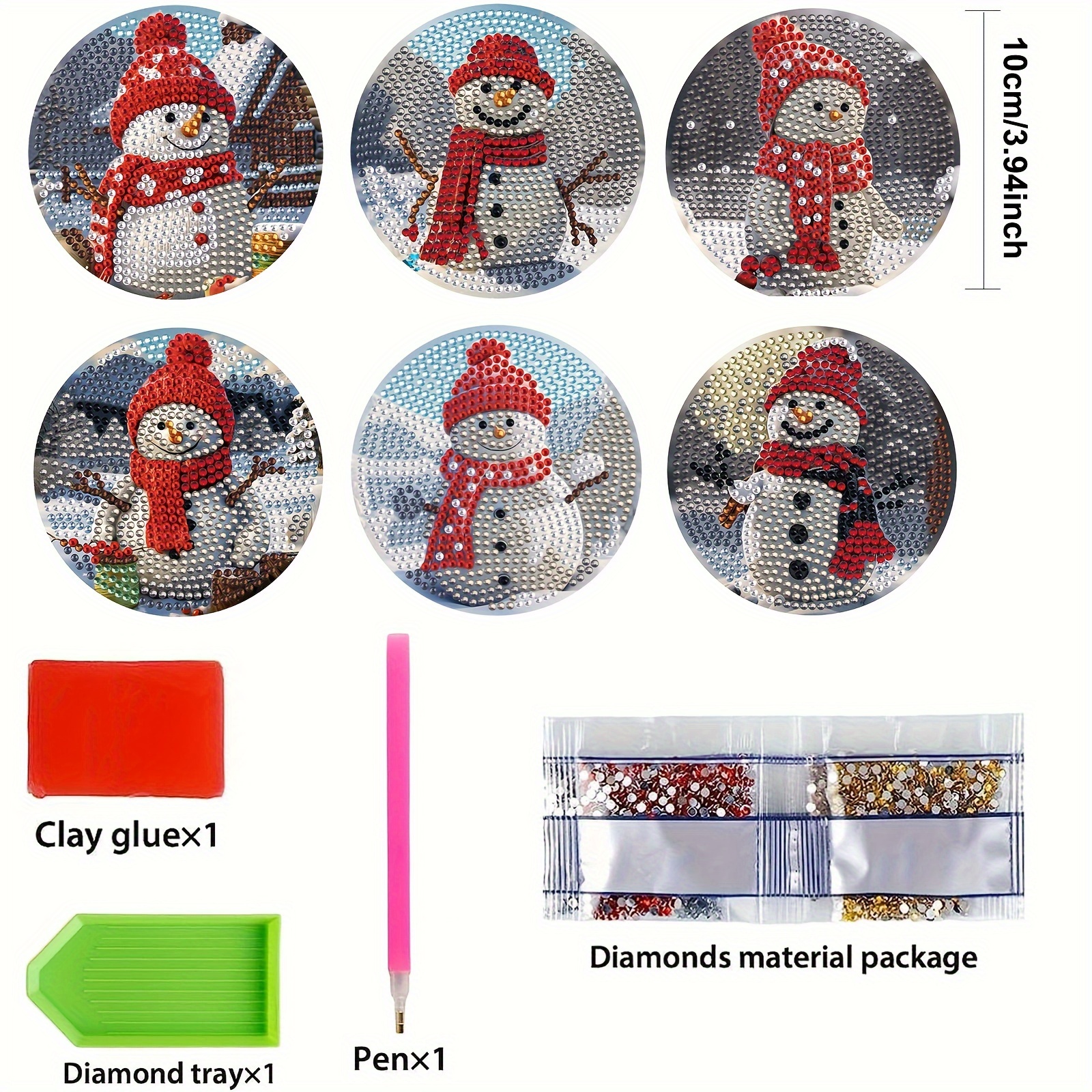 Christmas Snowman Diamond Painting Coaster Kit, Diamond Art Wood Coaster  With Holder For Adult Beginners, Craft Supplies Gift, Size - Temu