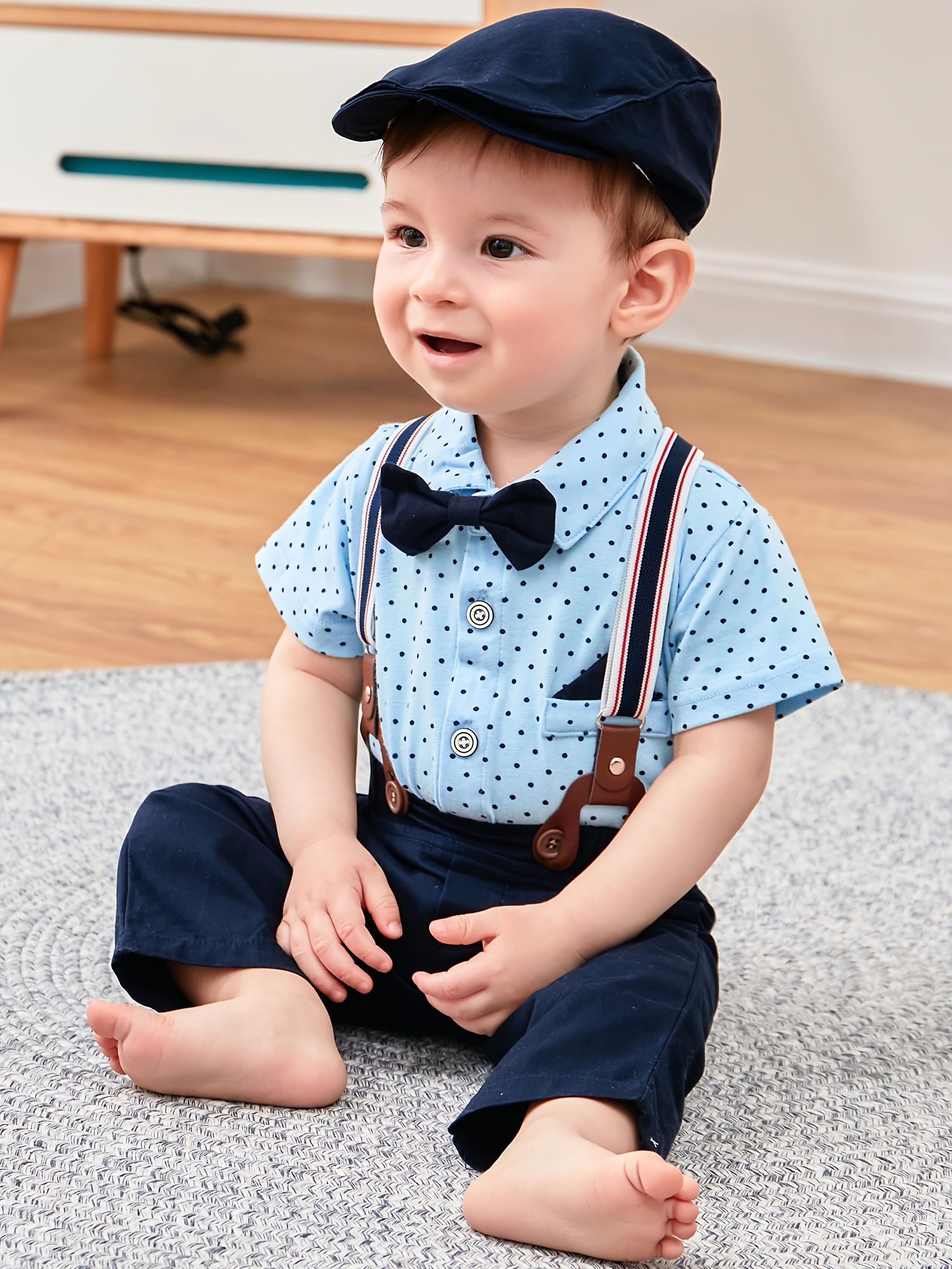 Ropa de bebé niño de 3 a 24 meses, conjunto de esmoquin para caballero para  bebé, traje de vestir con corbata de moño + pantalones con tirantes para