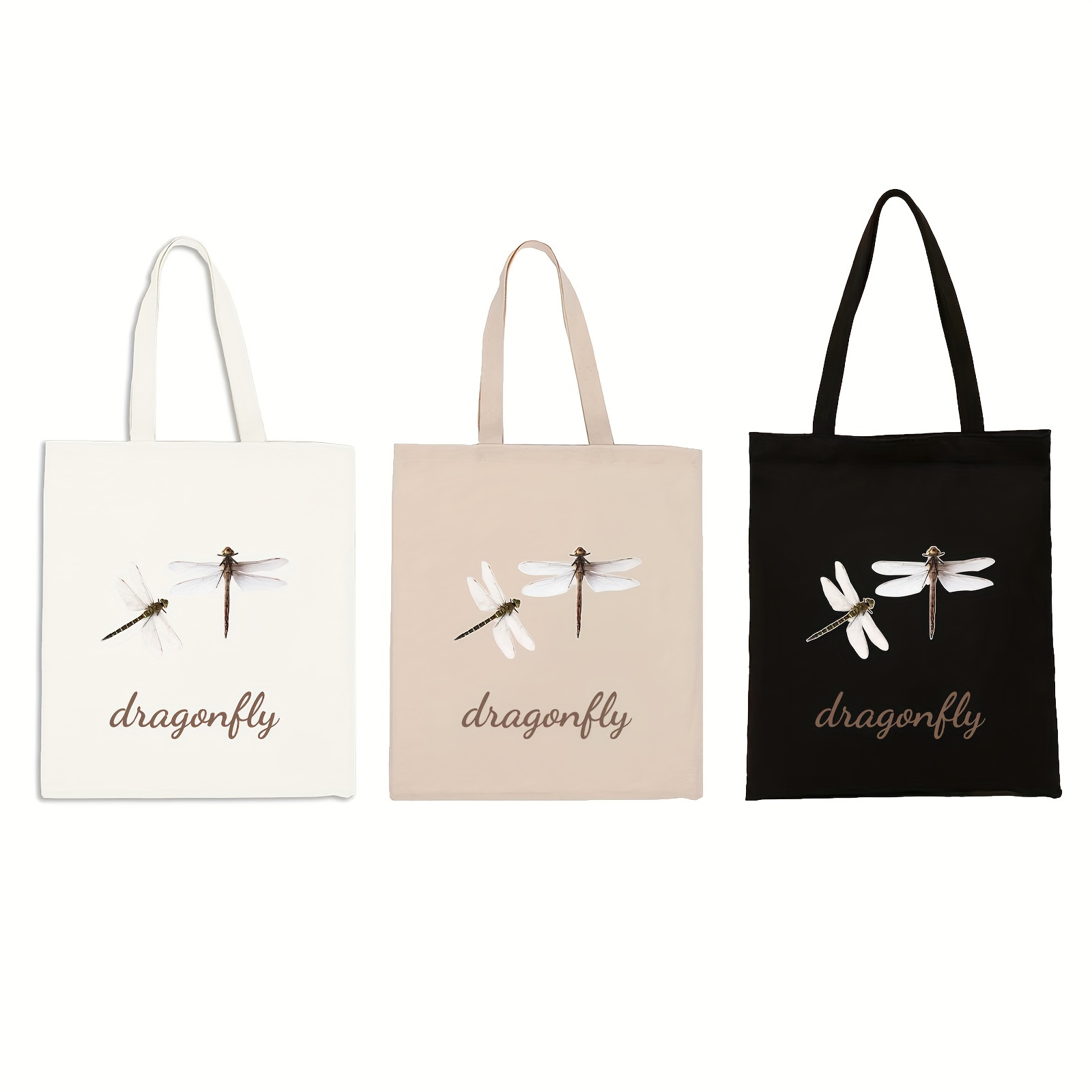

1/3/9pcs Men's Customized Dragonfly Canvas Bag, Capable For Name And Other Information, Outdoor Shoulder Bag