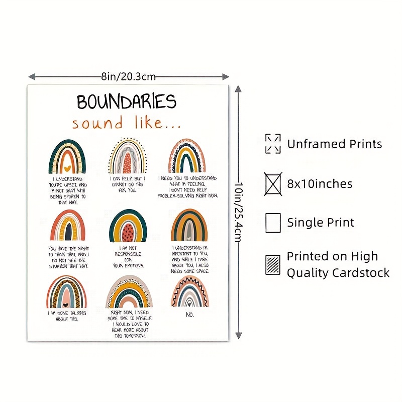 Boundaries Mental Health Wall Decor Poster 20 x 25 cm Unframed