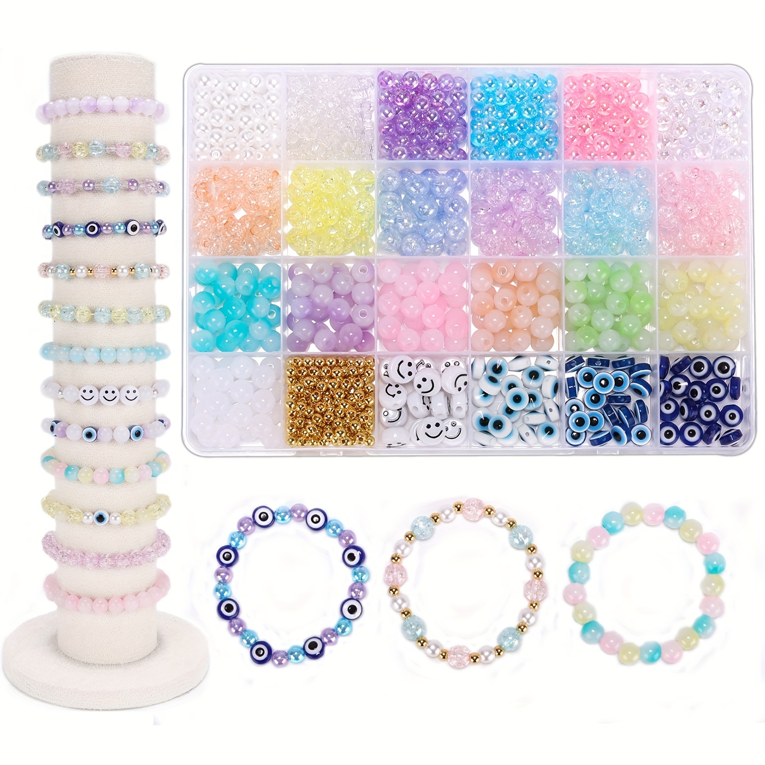 Cute Acrylic Beads Diy Bracelet Making Kit Girls Colorful - Temu