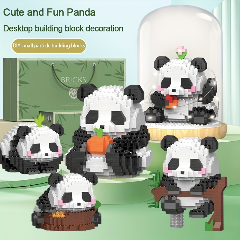 1 Conjunto Desenho Panda Bloco De Construção