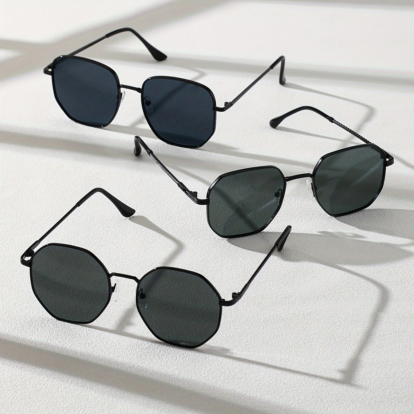Alloy Frame Trendy Sunglasses Set Assorted Shapes Frame - Temu