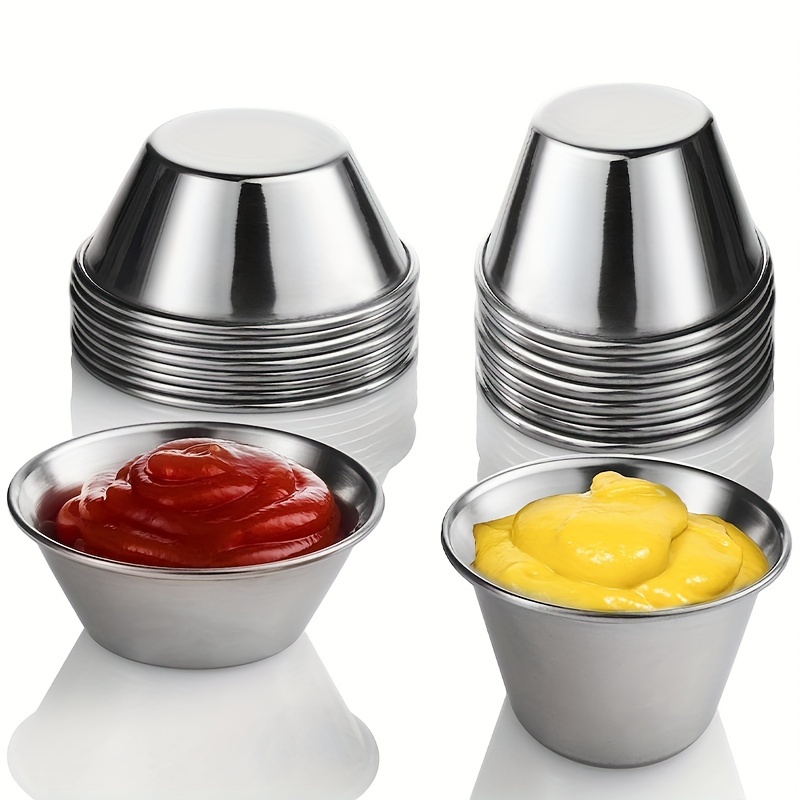 6pcs, Bento Box Sauce Container With Lid, 1.69oz Small Salad Dressing  Container With Lids, Reusable Sauce Cup, Stainless Steel Containers For  Lunch B