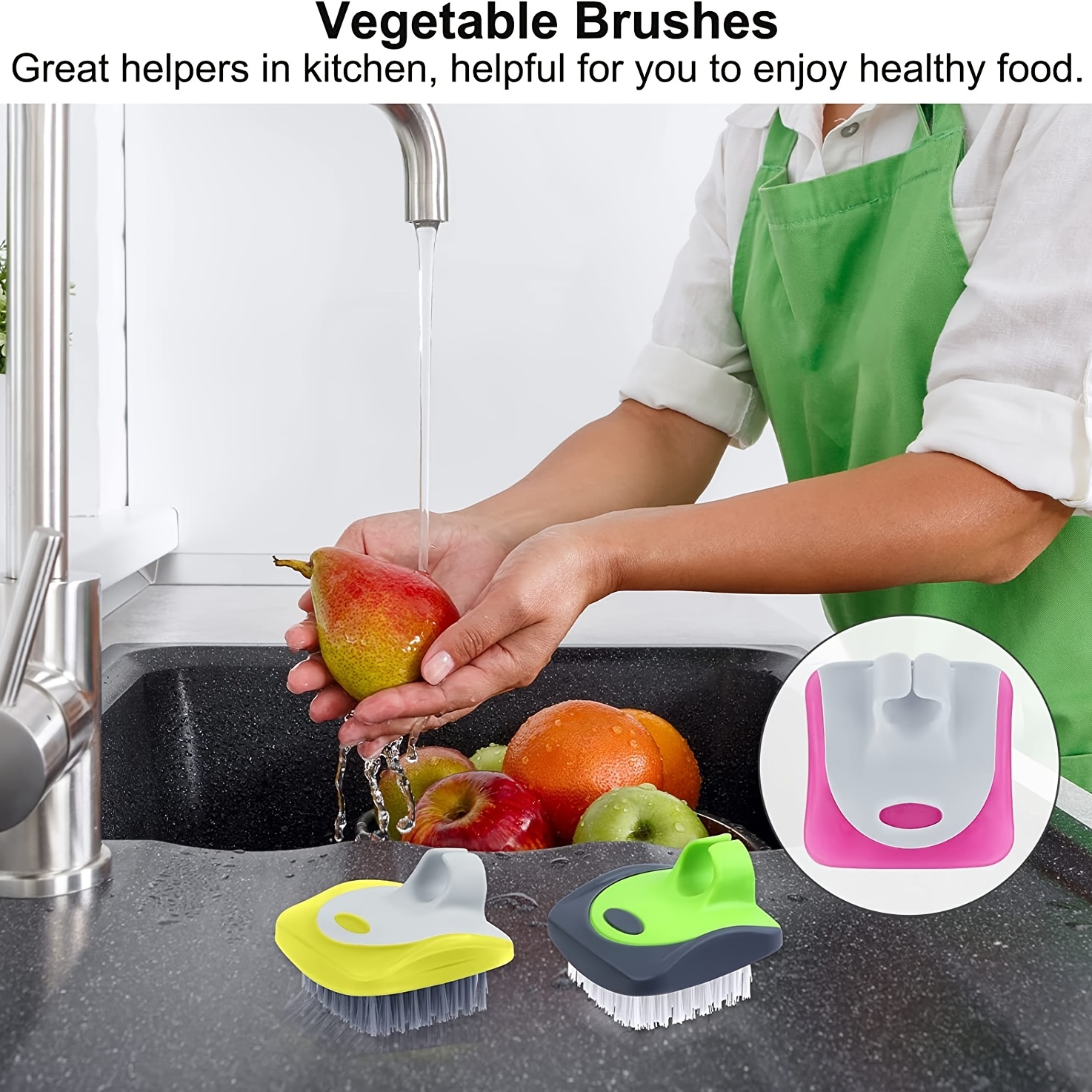 Fruit Vegetable Brush, 3PCS Veggie Brushes Fruit Scrubber Flexible Bristles  Scrubber Cleaning Tool Kitchen Brush for Carrots Fruits Home Kitchen