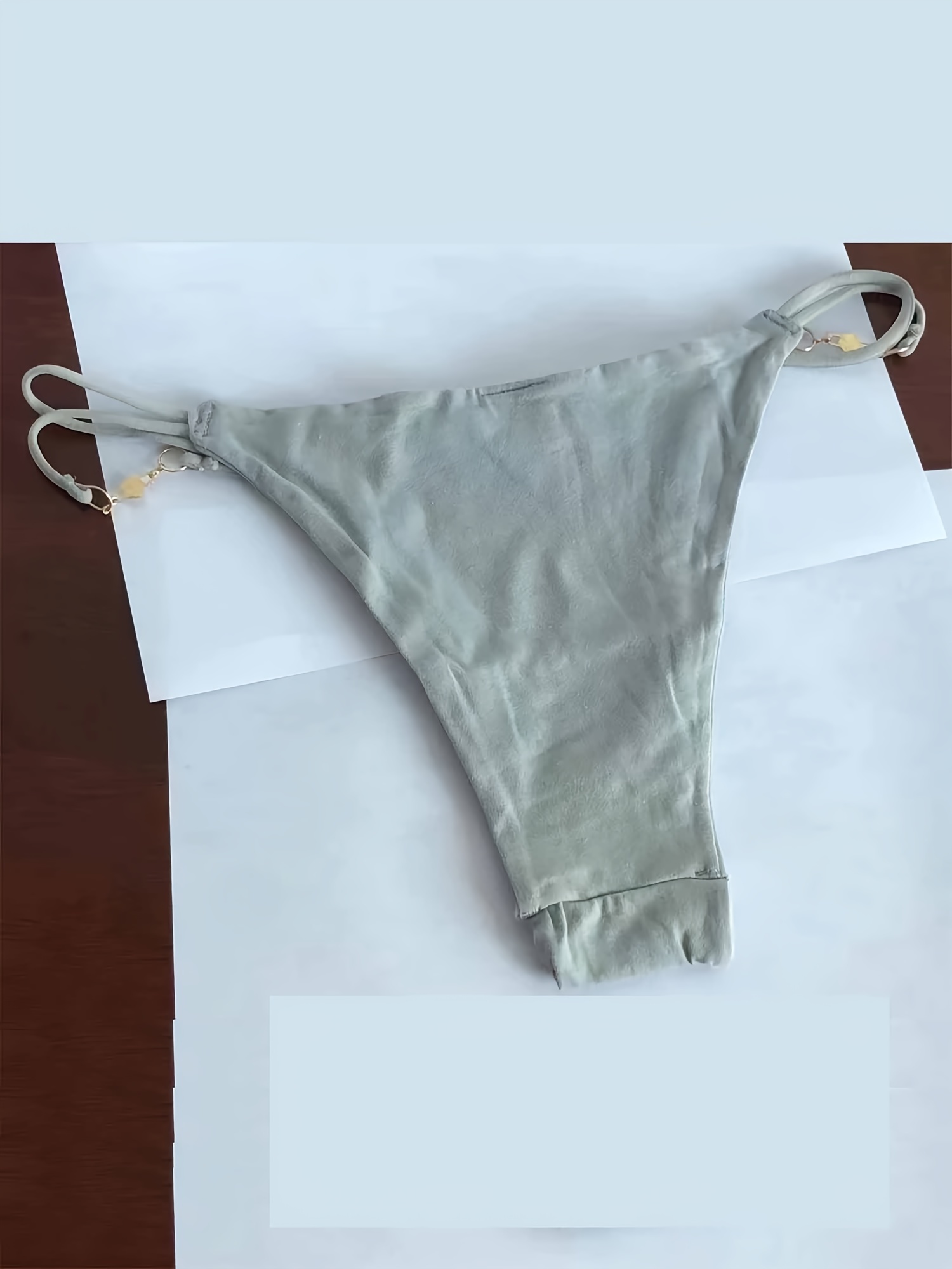 2023 Sexy Metallic Blue Rhinestone G-String Thong Bottom Bikini