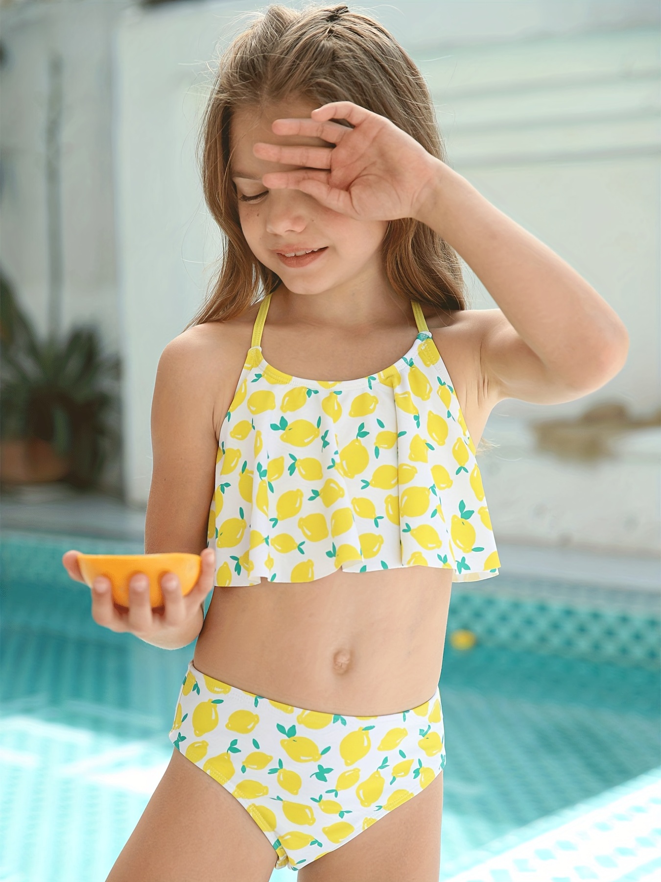 Toddler Girls Bikini Tankini Swimsuit Lemon Graphic Racer - Temu