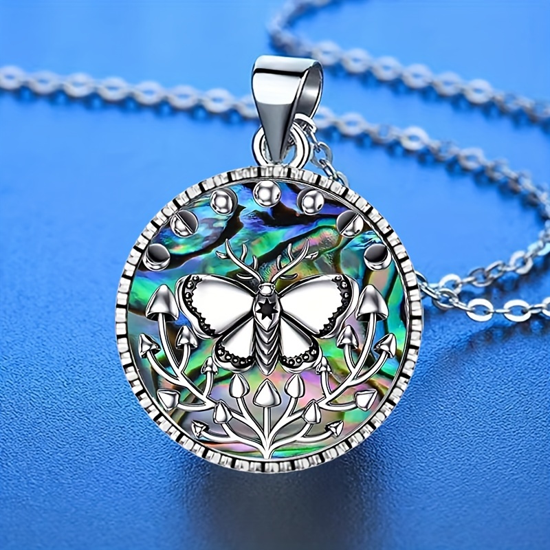 Retro Round Pendant Necklace Butterfly Detail Commemorative - Temu Canada