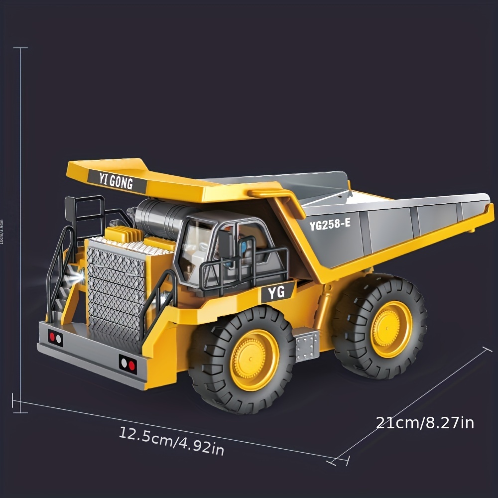 2.4Ghz 11 Channel Remote Control Excavator Toy, 9 Channels RC Construction  Bulldozer Dump Truck Alloy Vehicles Toys With Light And Sound, Birthday Chr