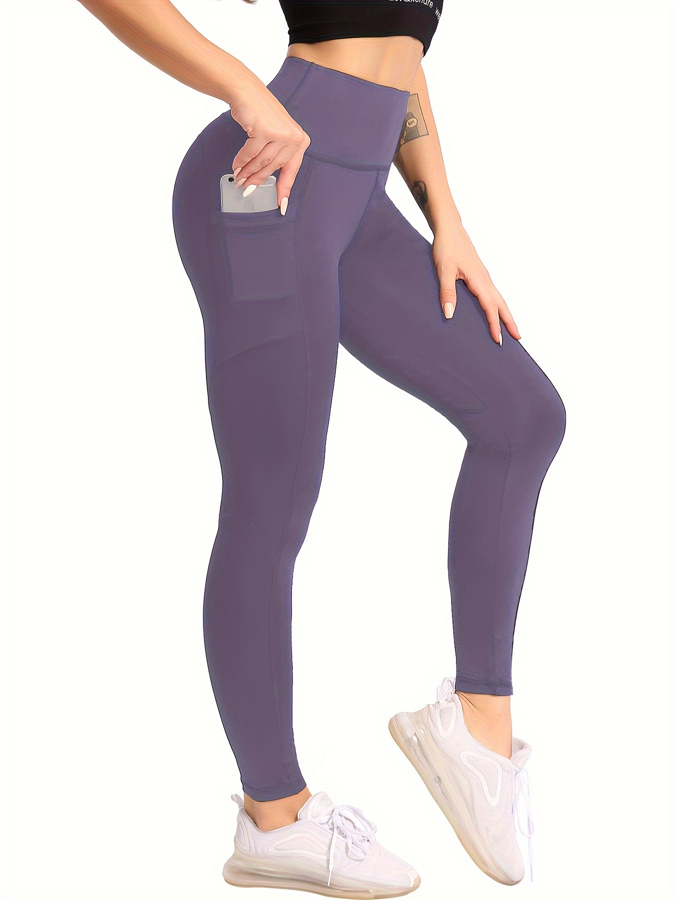 Seamless High Waist Stretchy Sports Tight Pants With Pocket, Slimming Yoga  Fitness Workout Gym Exercise Leggings, Women's Activewear