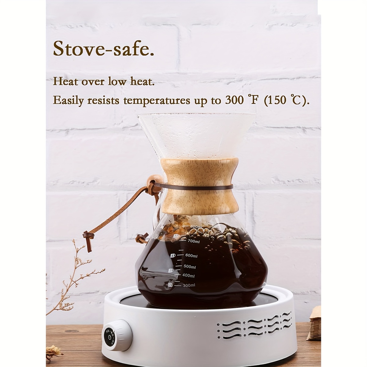 Hario V60 Glass Hot and Iced Coffee Maker, 700ml, Clear