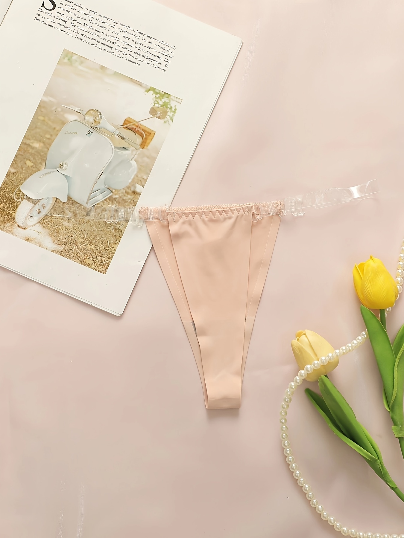 Sexy Panties Flower Thongs Women's Pearl Underwear Transparent