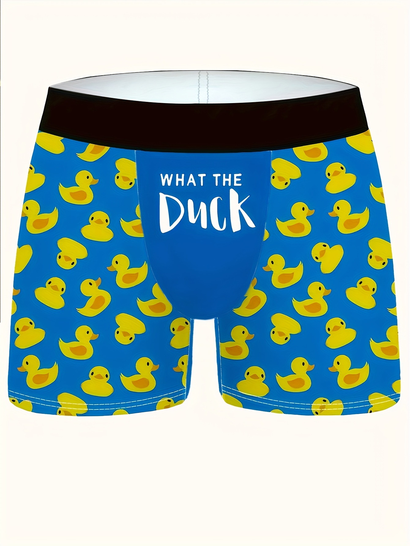 Little Yellow Duck Pattern Print Boxer Briefs For Men, High Stretch Comfy  Underwear